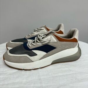 Zara Men's Stylish Sneakers - Gray, White, Brown